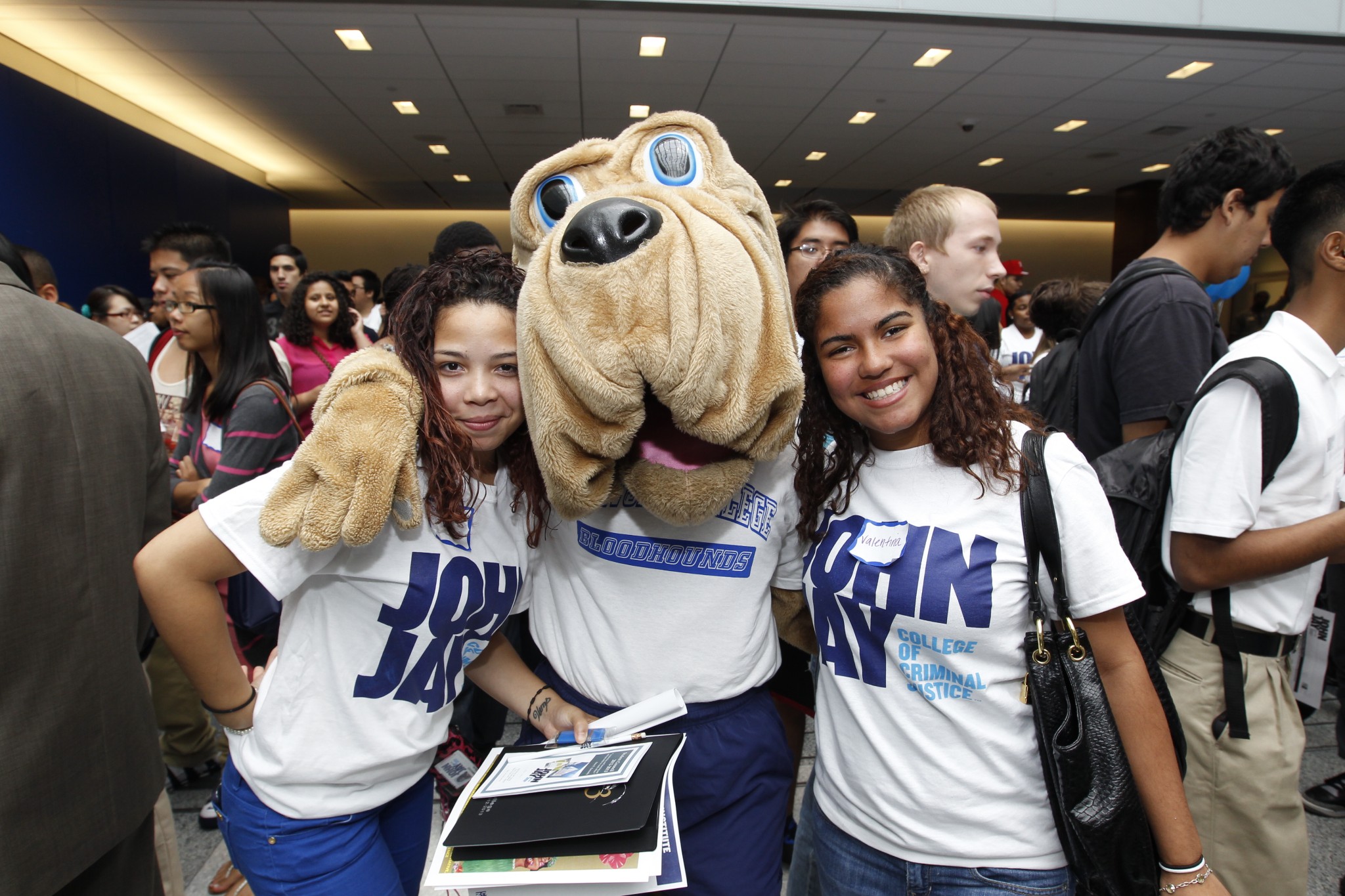 Bloodhound with two students