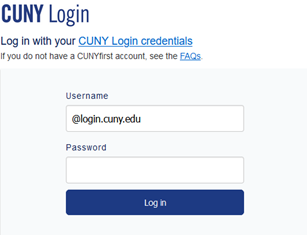 CUNYfirst Login Screen Image