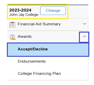 Financial Aid Accept-Decline Action Step 1 Image