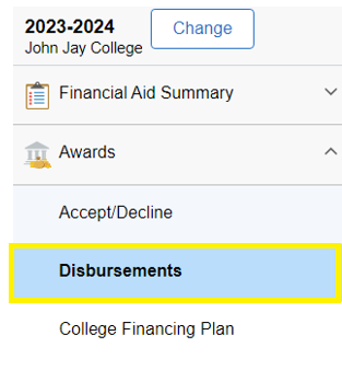 Disbursement View on CUNYfirst