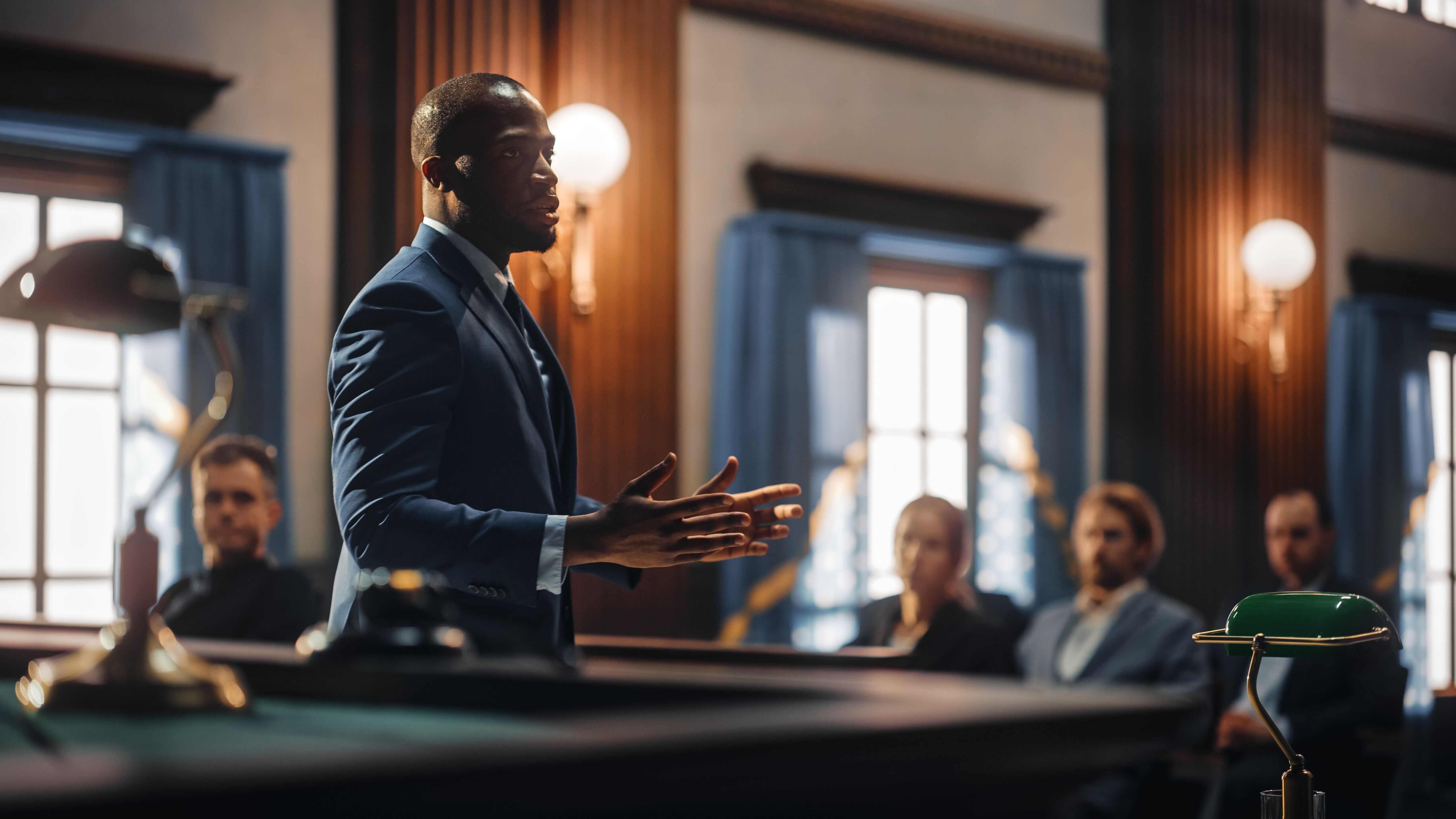 Image of an Attorney in a Courtroom