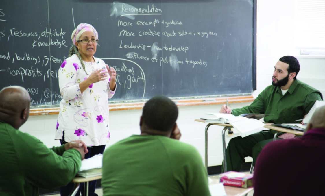 Image of Prison to College Pipeline Students and Professor