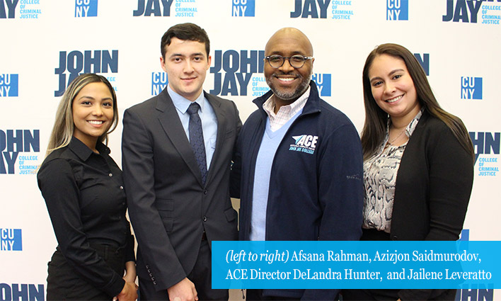 (left to right) Afsana Rahman, Azizjon Saidmurodov, ACE Director DeLandra Hunter, Jailene Leveratto