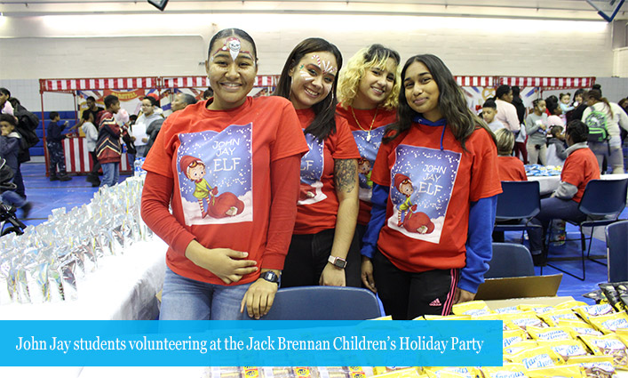 John Jay students volunteering at the Jack Brennan Children’s Holiday Party