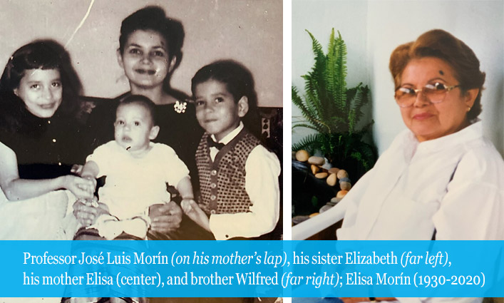 Professor José Luis Morín (on his mother’s lap), his sister Elizabeth (far left), his mother Elisa (center), and brother Wilfred (far right); Elisa Morín (1930-2020) ]