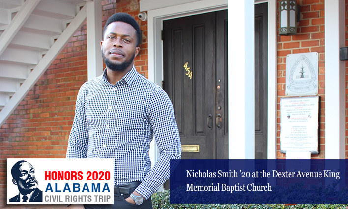 Nicholas Smith ’20 at the Dexter Avenue King Memorial Baptist Church