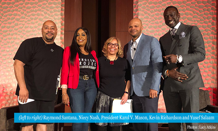 Raymond Santana, Niecy Nash, President Karol V. Mason, Kevin Richardson and Yusef Salaam 