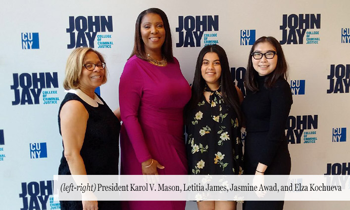 President Karol V. Mason, Letitia James, Jasmine Awad, and Elza Kochueva