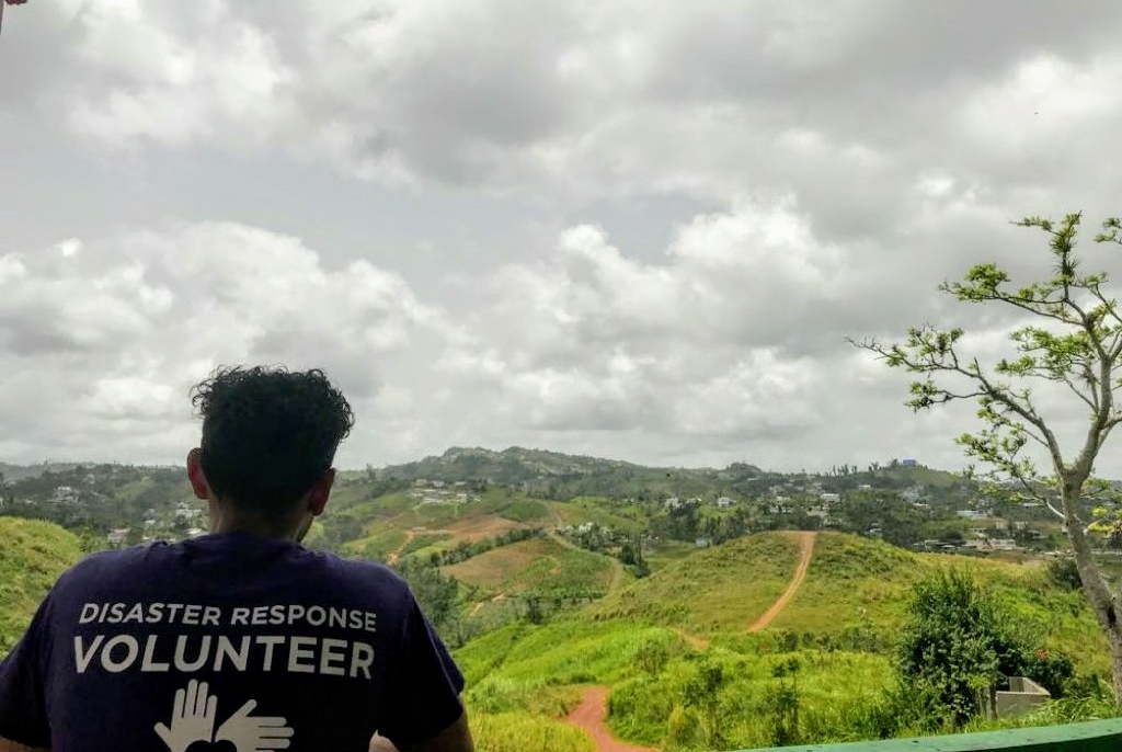 A John Jay student taking in the Puerto Rican view