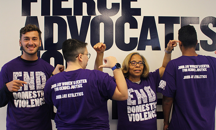 President Mason Supports Purple Thursday at John Jay College