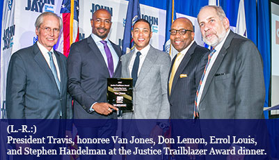 (l-r) President Travis, honoree Van Jones, Don Lemon, Errol Louis, and Stephen Handelman