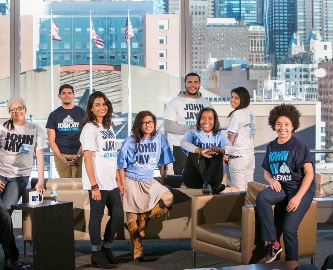 Student group in John Jay gear