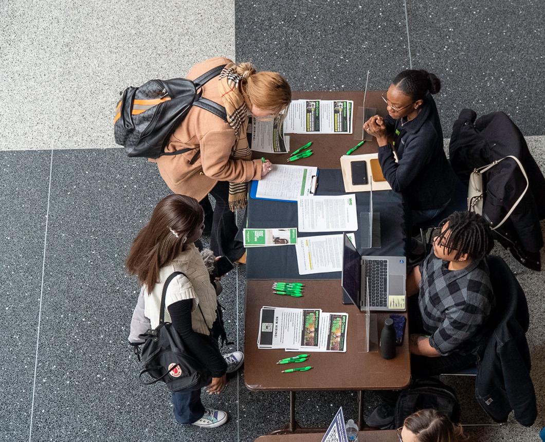 Image of students in the Atrium