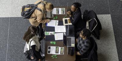 students in atrium