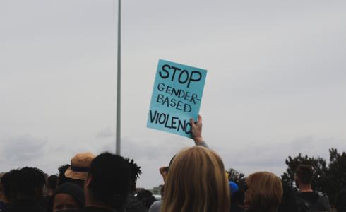 Sign that reads Stop Gender-Based Violence