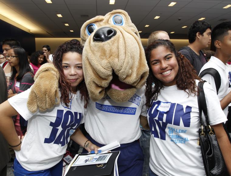 Bloodhound with two students