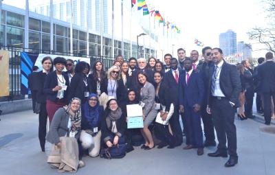 Group of John Jay students outside the UN building