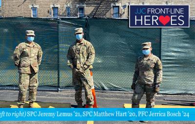 (left to right) SPC Jeremy Lemus ’21, SPC Matthew Hart ’20, PFC Jerrica Bosch ’24