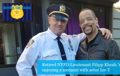  Retired NYPD Lieutenant Filipp Khosh ’19 enjoying a moment with actor Ice-T