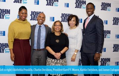 Shirlethia Franklin, Charles Davidson, President Karol V. Mason, Kathie Davidson, and James Cadogan 