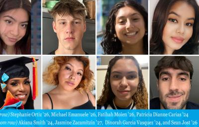 (top row, left to right) Stephanie Ortiz ’26, Fatihah Moien ’26, Patricia Dianne Carias ’24 (bottom row, left to right) Akiana Smith ’24, Jasmine Zacamitzin ’27, and Dinorah Garcia Vasquez ’24 