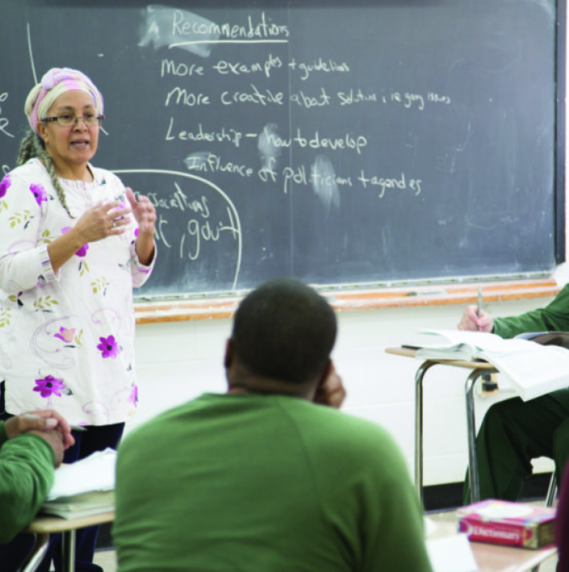 Image of Prison to College Pipeline Students and Professor